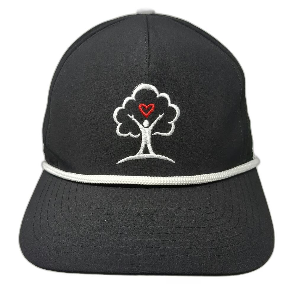 Pins & Aces 5 Panel Black Hat One Size Freedom Youth Heart Tree Rope Snapback